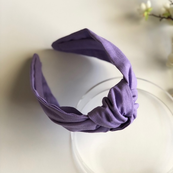 Yobys' Floral Violet Linen Knot Headband - Picture 2 of 8